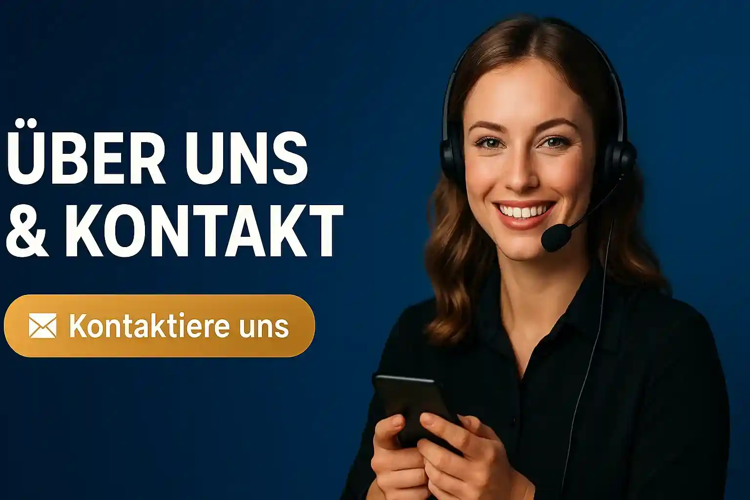 Professionelle Kundenberaterin mit Headset und Smartphone für Kontaktaufnahme bei BassBet